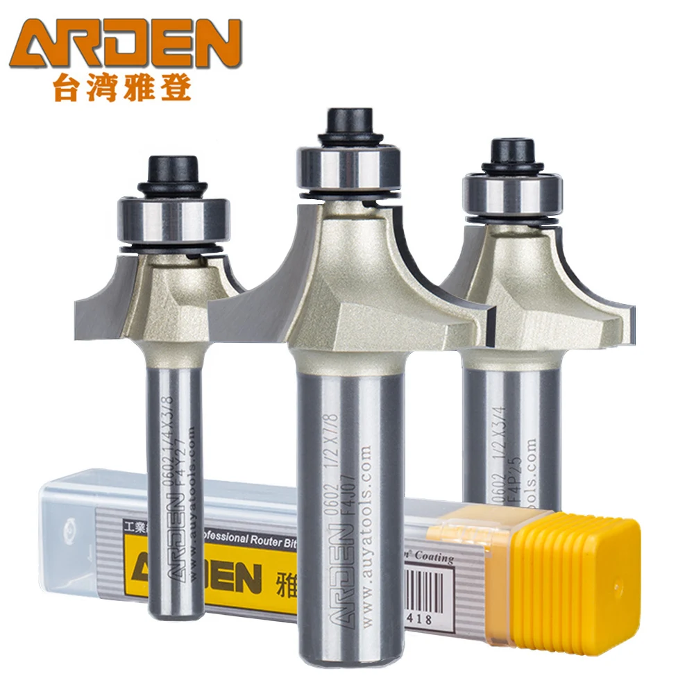 ARDEN Round Over Router Bit Carbide Round Corner Chamfering Milling Cutter Radius Edge Woodworking Trimming CNC Tool Wood MDF