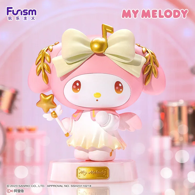 

15cm Sanrio Model Figurine Kuromi And Melody God Of Music Doll Ornaments Collectibles A Birthday Gift For A Good Friend