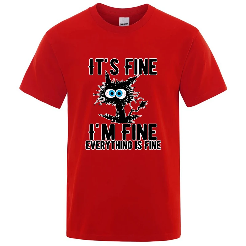 Heren T-shirt van hoge kwaliteit 100% katoen Grappig cool kat bedrukt T-shirt Casual heren T-shirt met korte mouwen voor heren T-shirt Mannelijke top
