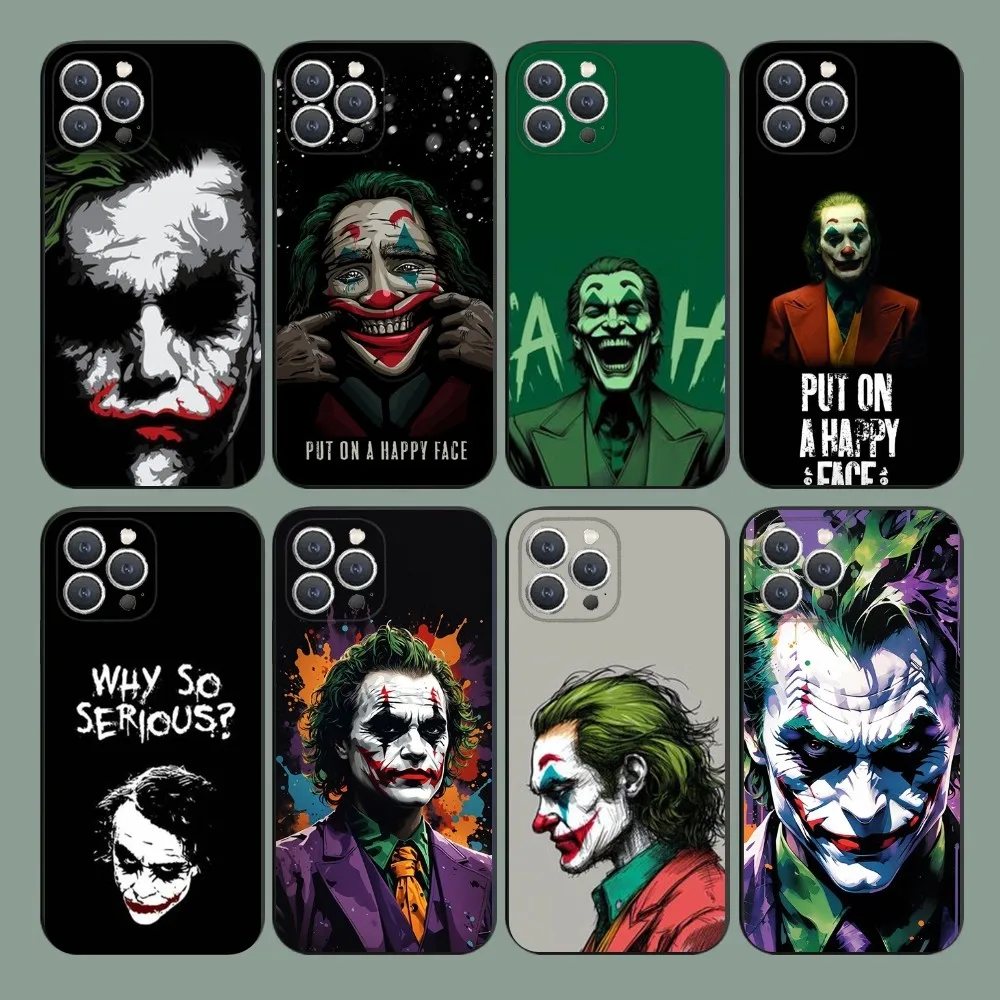 

Happy F-Face J-Joker Phone Case For iPhone 15,14,13,12,11,Plus,Pro Max,XS,X,XR,SE,Mini,8,7 Soft Silicone Black Cover