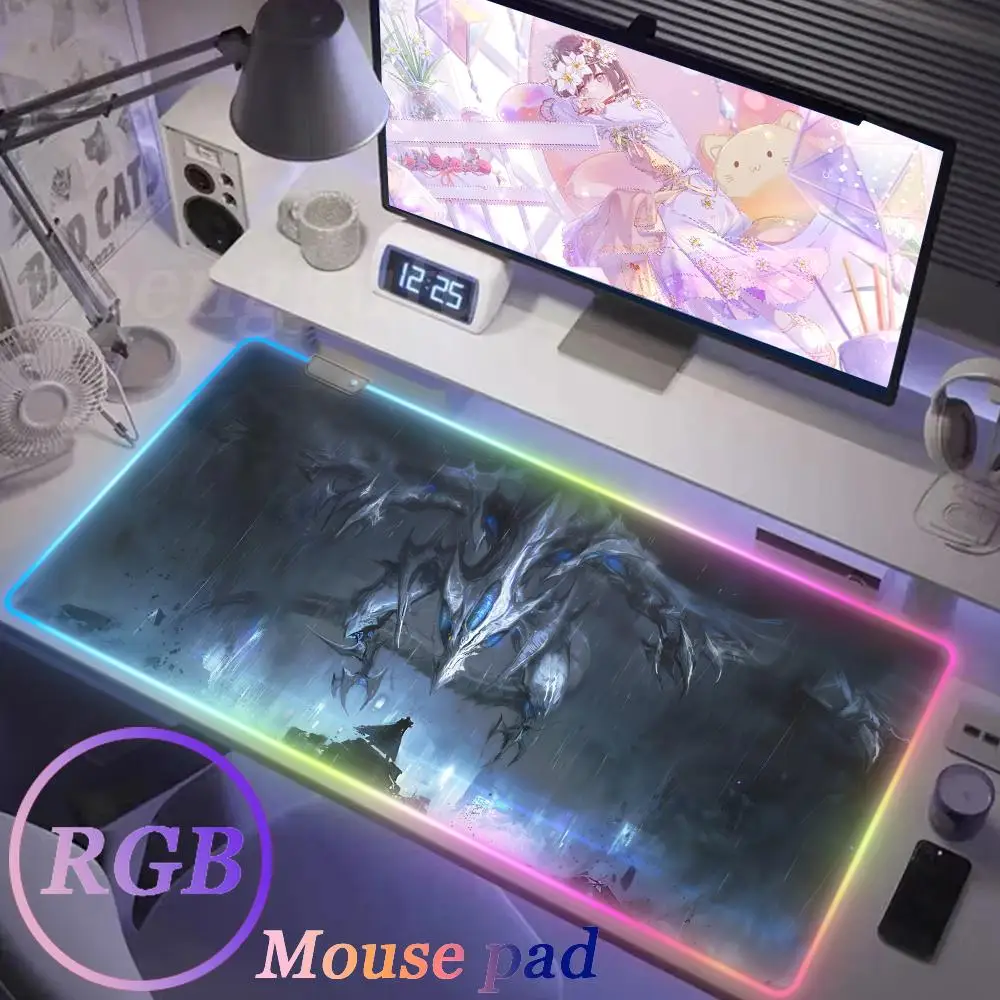 Mouse DIY AnimeYu_Gi_OhS games computer Anime figures Pad Cartoon Large Game 900x400 XXL RGB Setup Non-Slip Rubber Luminescence