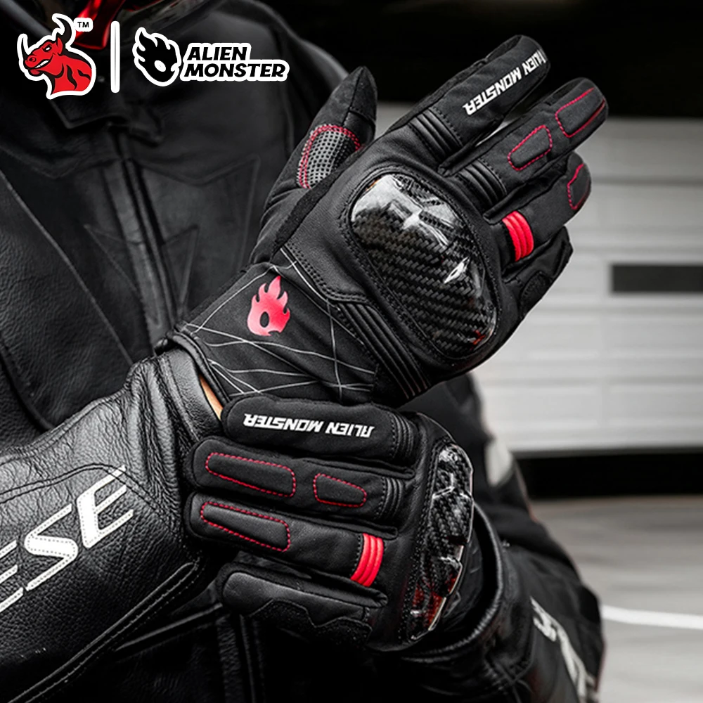 

Мотоциклетные перчатки с полным пальцем для зимней езды из натуральной кожи с ветрозащитной водонепроницаемой защитой в холодных приключениях на свежем воздухе