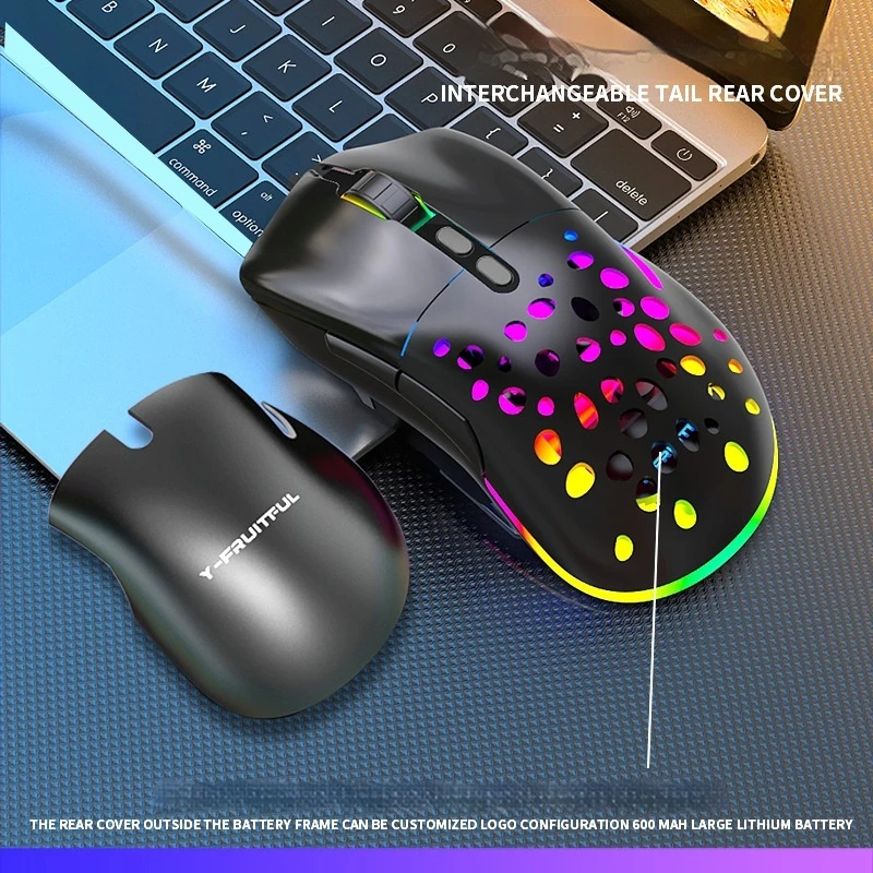 M88 Wireless Mouse Rgb Luminous 2.4g  Dual-Mode Game Tailboard Back Cover Interchangeable Home Office Desktop Laptop Universal