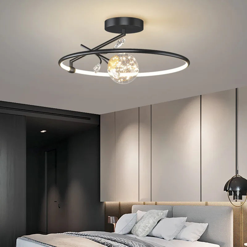 

Gold Modern LED Ceiling Light Nordic Round Lighting Fixture Living Bedroom Restaurant Kitchen Reading Indoor Decor Ring Lamps