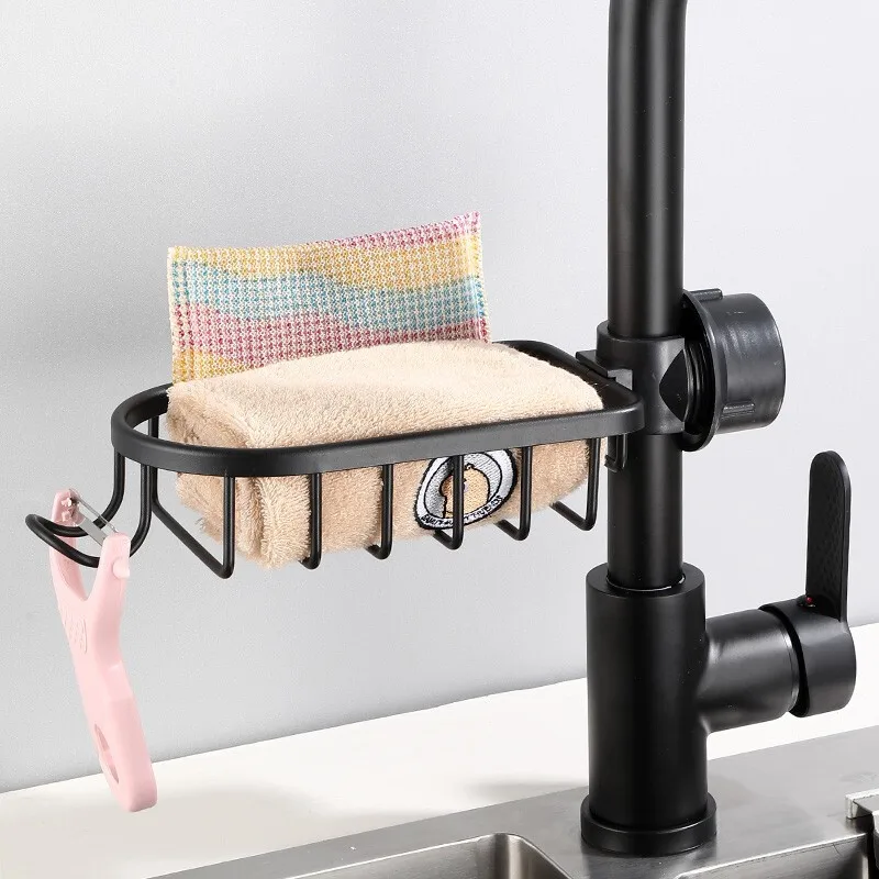 Kitchen Sink Faucet Shelf Bathroom Shelf Soap Sponge Drain Cloth Rag Storage Rack Sink Organizer Drainer Basket Soap Dish Holder