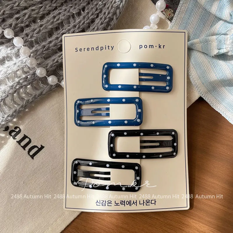 

New Cute Sweet Geometric Colorful Polka Dot Handmade Hair Clips for Kids Side Bang Barrettes Fringe Holders Toddler Daily Gift