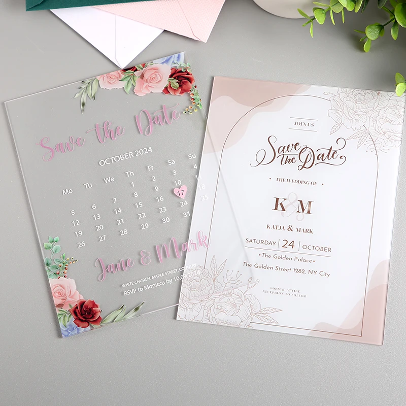 Wedding Save The Date,Acrylic Save The Date,Acrylic Invitations, Minimalist Design,Clear Acrylic Invitation,Wedding Invitation