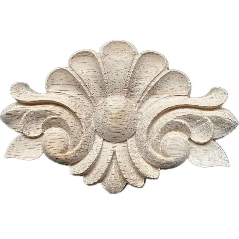 14cm Wood Carved Onlay Applique Frame Doors Wall Decorate Furniture Decorative Accessories Home Decoration Accessories