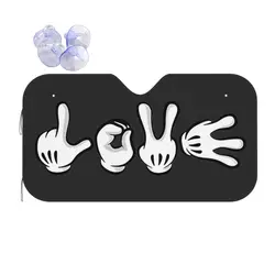 Love Hands Mickey Mouse Funny Windshield Sunshade 76x140cm Foils Car Window Windscreen Cover Solar Protect