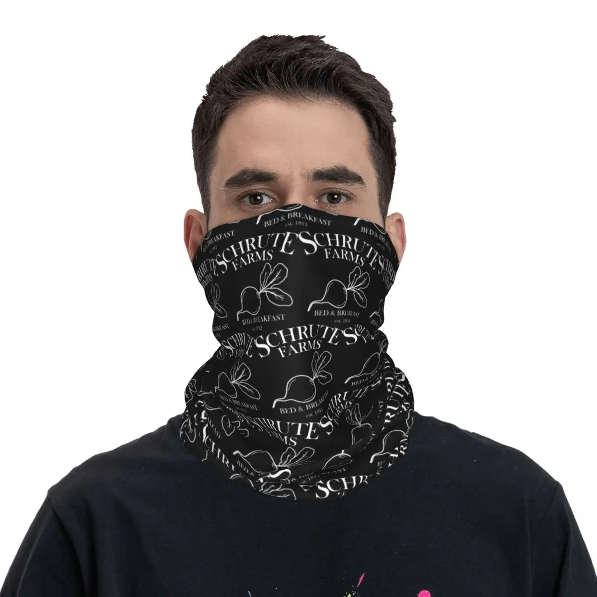 Schrute Farms Logo Hals Gamasche gedruckt Unisex Gesichts maske Schal warmes Stirnband Wandern wind dicht