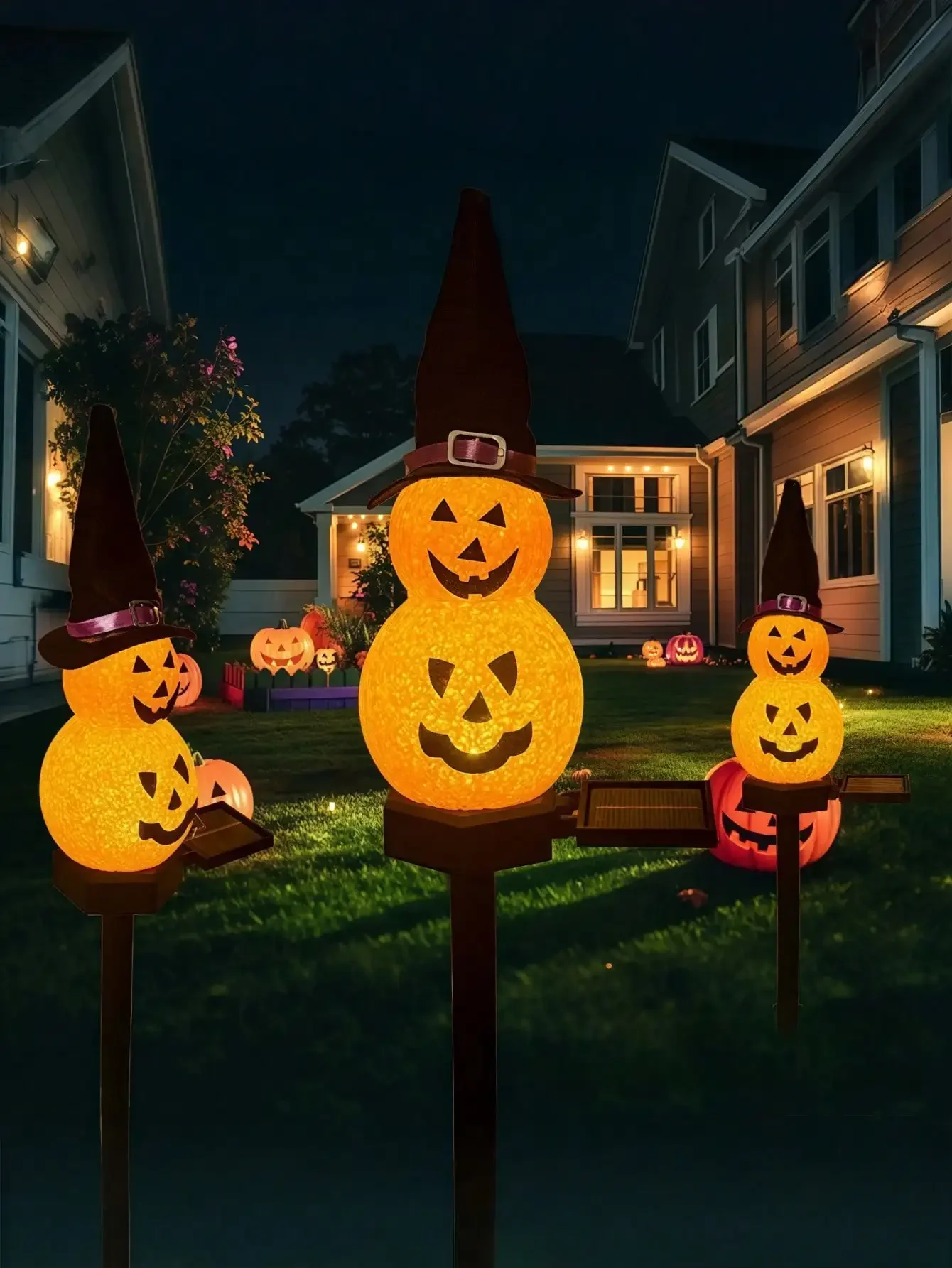 1PC, Halloween Pumpkin Lawn Solar Light, Decorative Light, Suitable for Halloween Outdoor Decoration, Garden, Lawn
