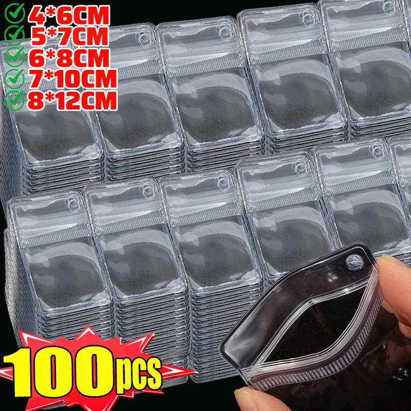 20/100Pcs PVC Clear Jewelry Storage Bags Multi Size Anti Oxidation Side Hole Organizer Bag Dust Proof Travel Gifts Storage Bags