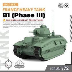 SSMODEL SS72652 1/72 25mm Military Model Kit France B1 Heavy Tank (Phase III)