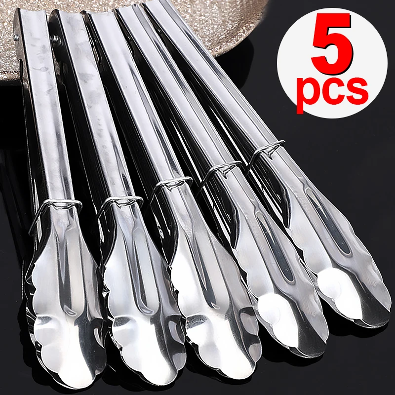 5/1Pcs Edelstahl Lebensmittel Zange Eiswürfel Salat Brot Klemmen Backen Werkzeuge Lange Griff BBQ Fleisch Zange clips Küche Gadgets