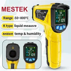 MESTEK -50-800 Degree Digital Infrared Thermometer Humidity Meter Thermometro Hygrometer Temperature Laser Gun Pyrometer
