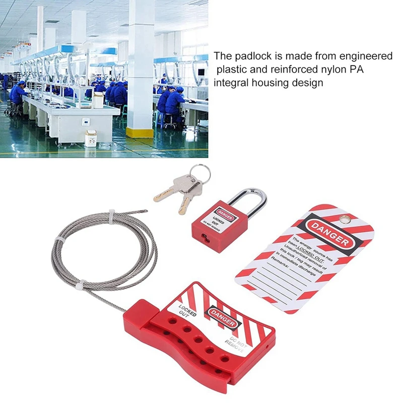 قفل كابل Tagout مقاوم لدرجة الحرارة، أقفال مفتاح صمام الباب المقبول، جهاز قفل المكونات الكهربائية