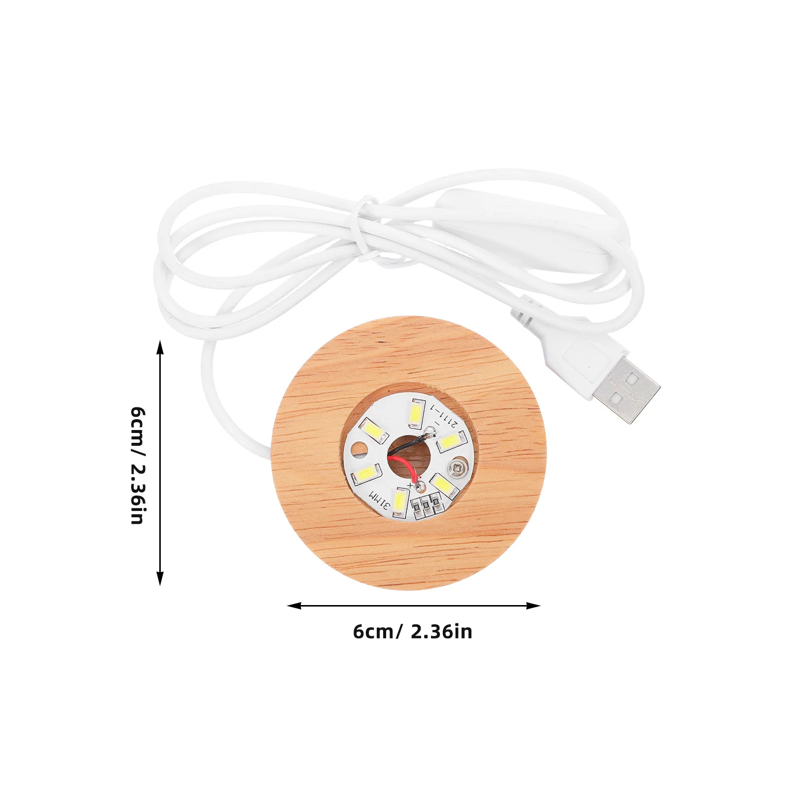 Wood Mini Round LED Lighted Crystal Ball Stand Rubberwood Base Night Light for Bedside Table Living Room Decoration USB