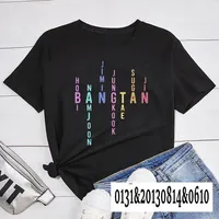 Lid Naam T-Shirt Jimin Jungkook Tae Suga Namjoon Hobi Jhope Jhope Jin Bangtan Korea Dames T-Shirt Top Tees Women Clothing