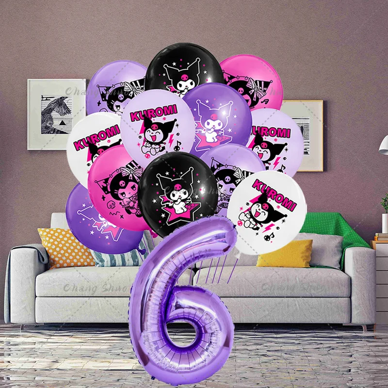 Kuromi Number Sanrio Purple Balloon Set Happy Day Children's Party Baby Shower Anniversary Festival Photo Scene Decoration