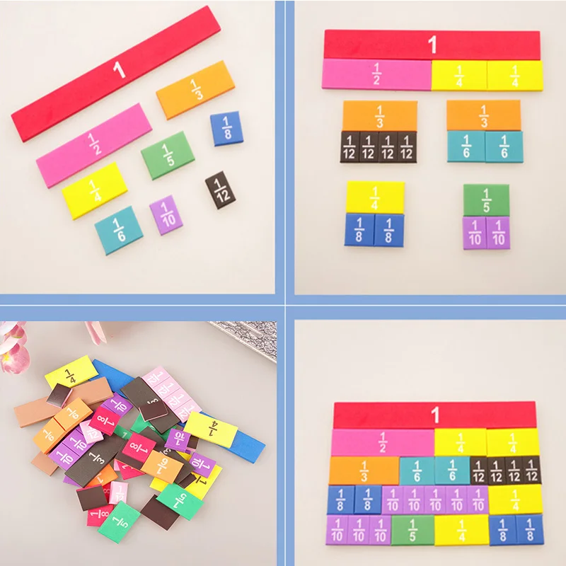 51Pcs Strips Magnetic Fraction Cubes Math Fractional Educational Toys Fractions Learning School Educational Material SXJXYJ04