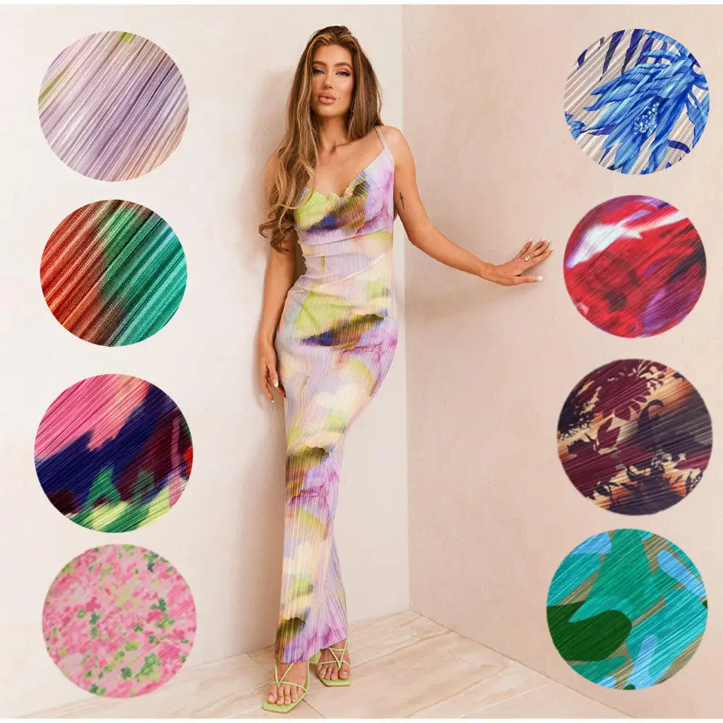 2023 Zomerprint Geplooide Afslankriem Dr. Vaion Sle Dames Faion Polyester Materiaal Geen Sve Bodycon Rok