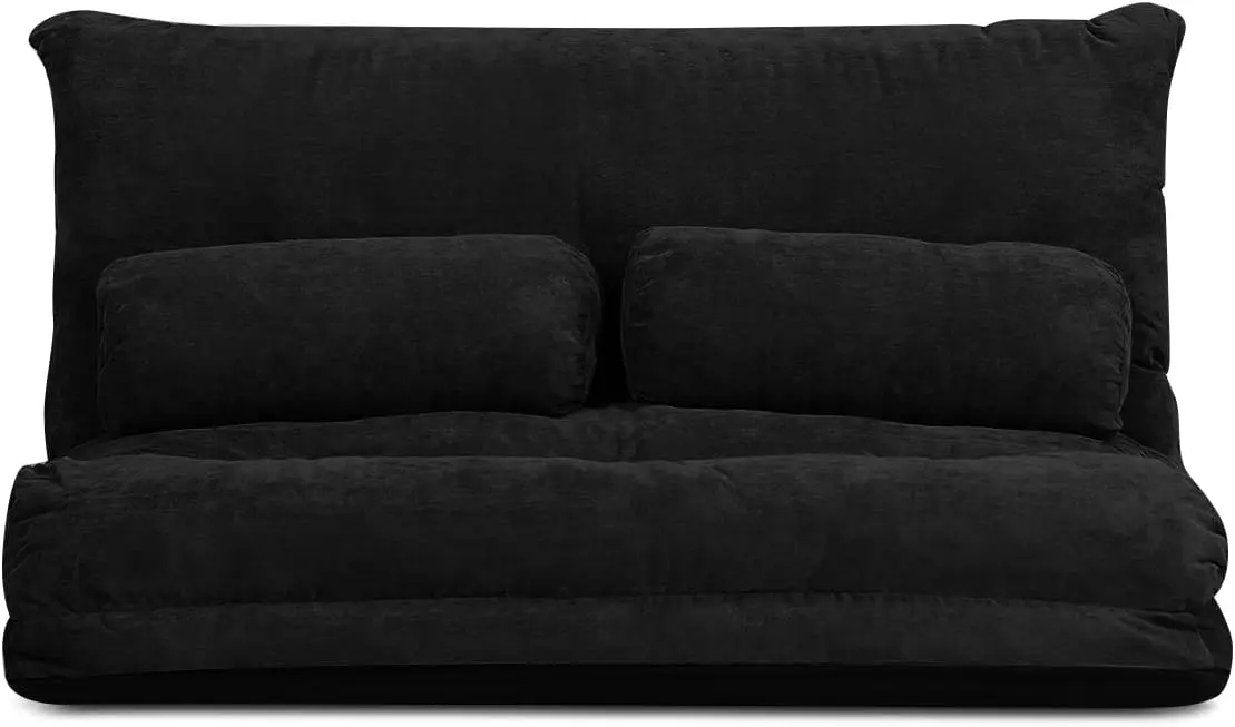 

Adjustable Floor Sofa Couch with 2 Pillows, Multi-Functional 6-Position Foldable Lazy Sofa Sleeper Bed,Suede Floor Seating Sofa