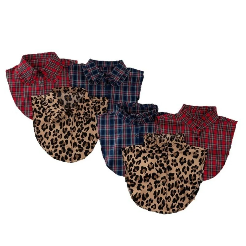 Ruffled Design Faux Shirt Collar Versatile Style Plaid Leopard Print False Collar Insert Half Blouse Type Detachable Collar