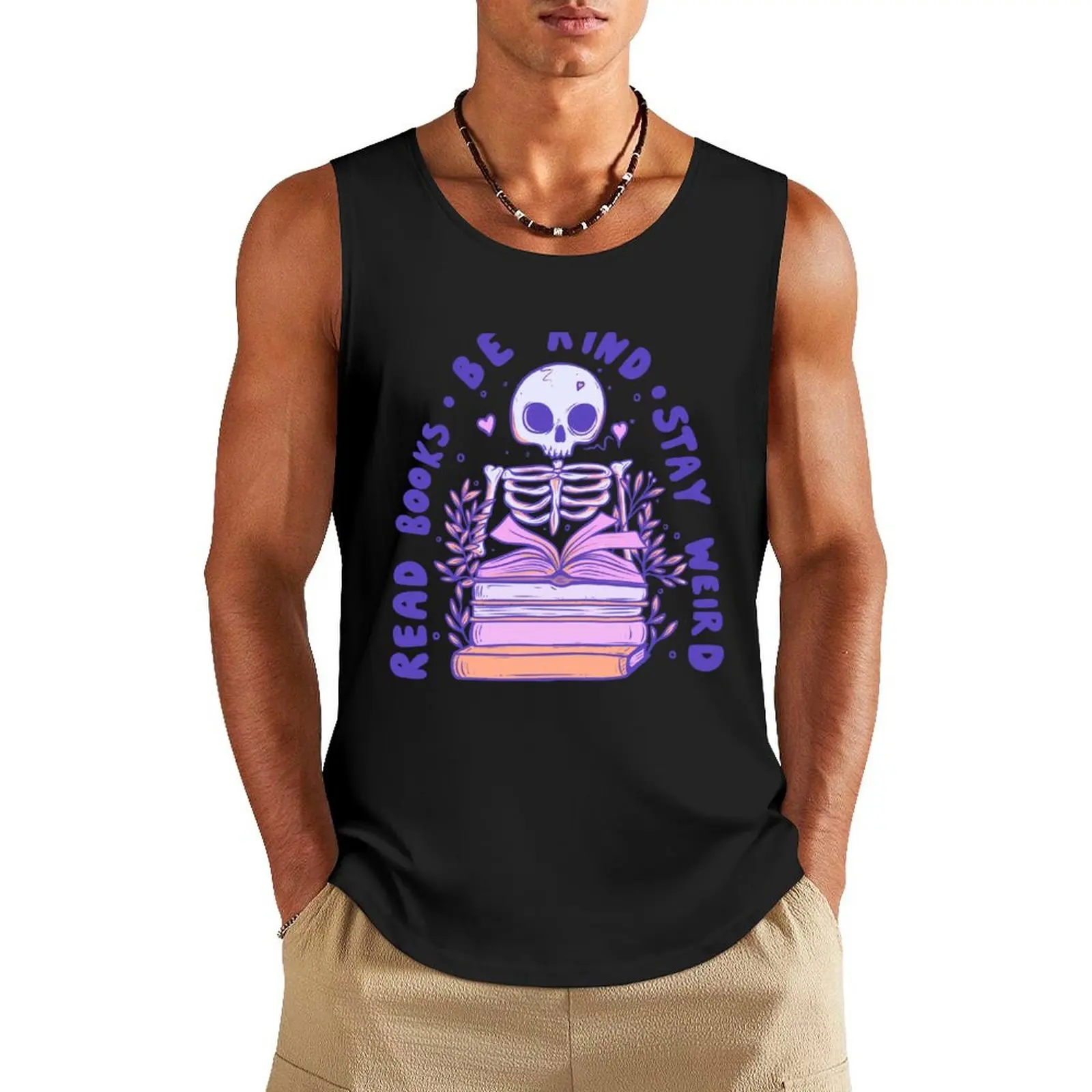 

Read books be kind stay weird Tank Top Fitness men clothing men clothings bodybuilding men clothes t-shirts man