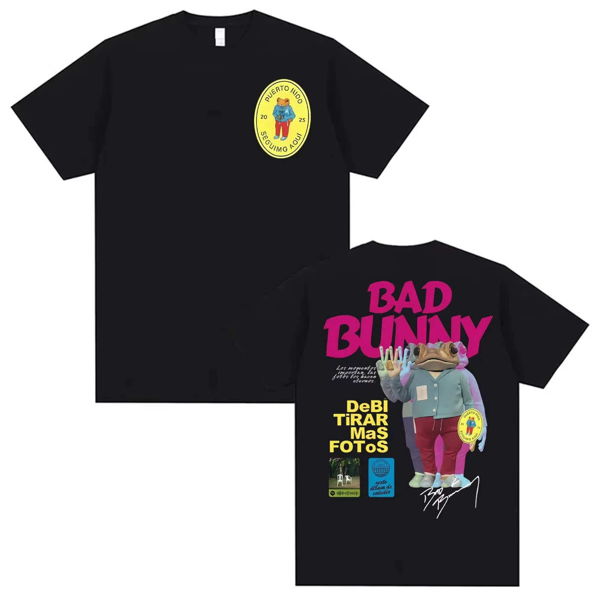Bad Bunny Retro Debi Tirar Mas Fotos (DTMF) Album Baumwoll-Casual-Unisex-T-Shirt im Harajuku-Hip-Hop-Stil