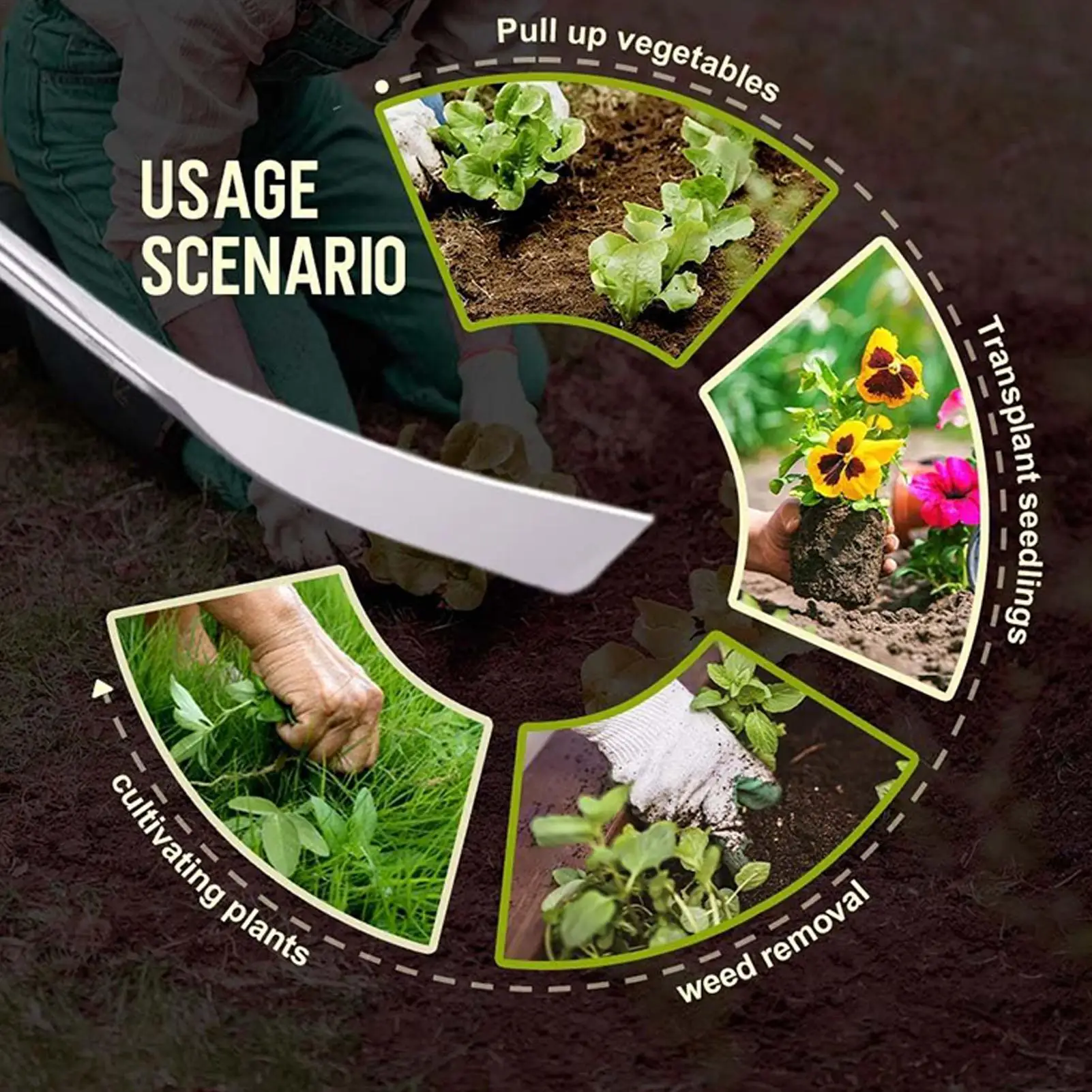 Grass Puller Tool Manual Grass Removal Tool with Handle Heavy Duty Uprooting Weeding Rake Artifact Handle Garden Trowel for