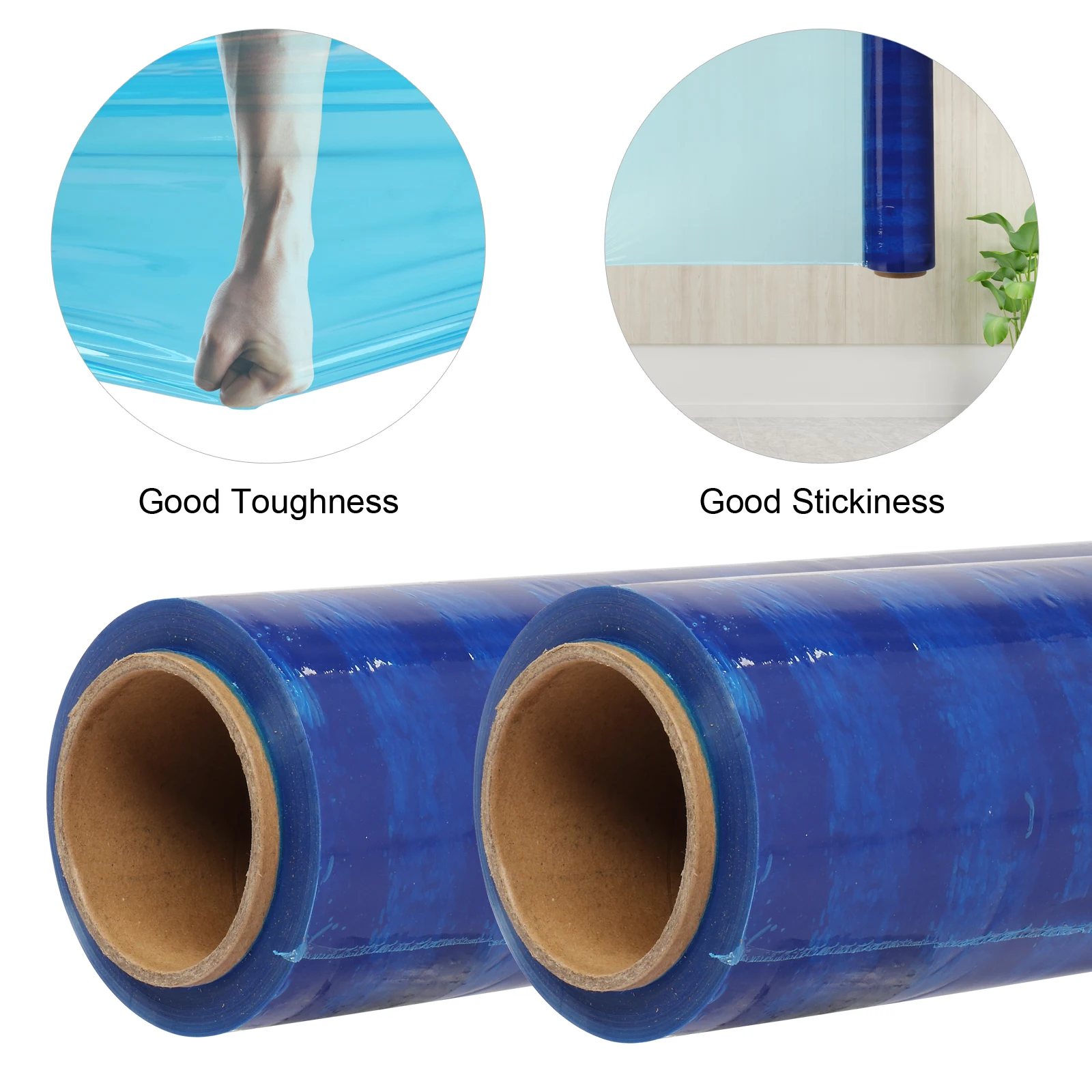 US Stock 18" x 1500' Calibro 80 4 rotoli Pellicola elastica per pallet Avvolgitore termoretraibile a mano 1500FT Blu