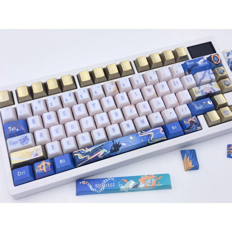 Honkai: ชุดปุ่มกด Star Rail Sunday โปรไฟล์เชอร์รี่แบบกําหนดเอง PBT Pearlescent Amine Point KeyCap สําหรับการเล่นเกมคีย์บอร์ดแบบกลไก