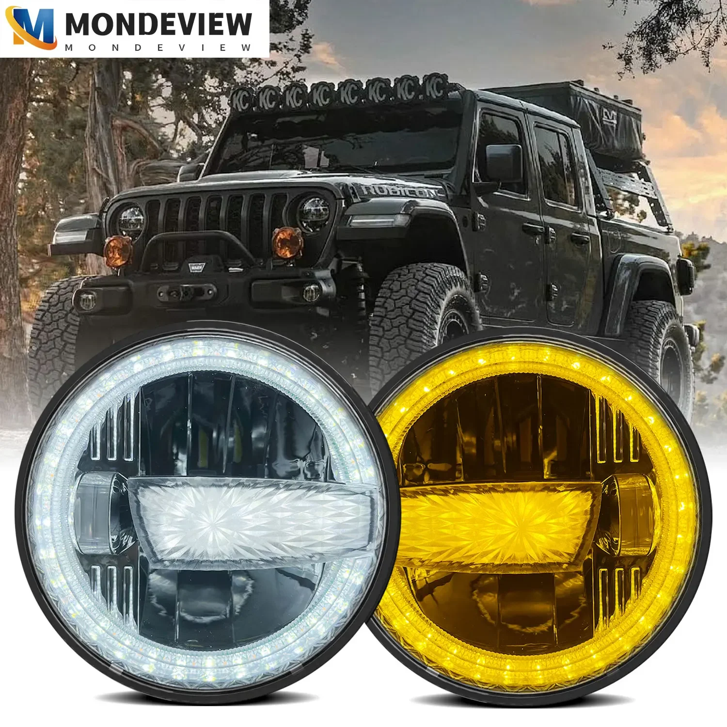 

MONDEVIEW R4 Wrangler headlights H4 6000K white light 340W high-power 34000LM high brightness car daytime running lights