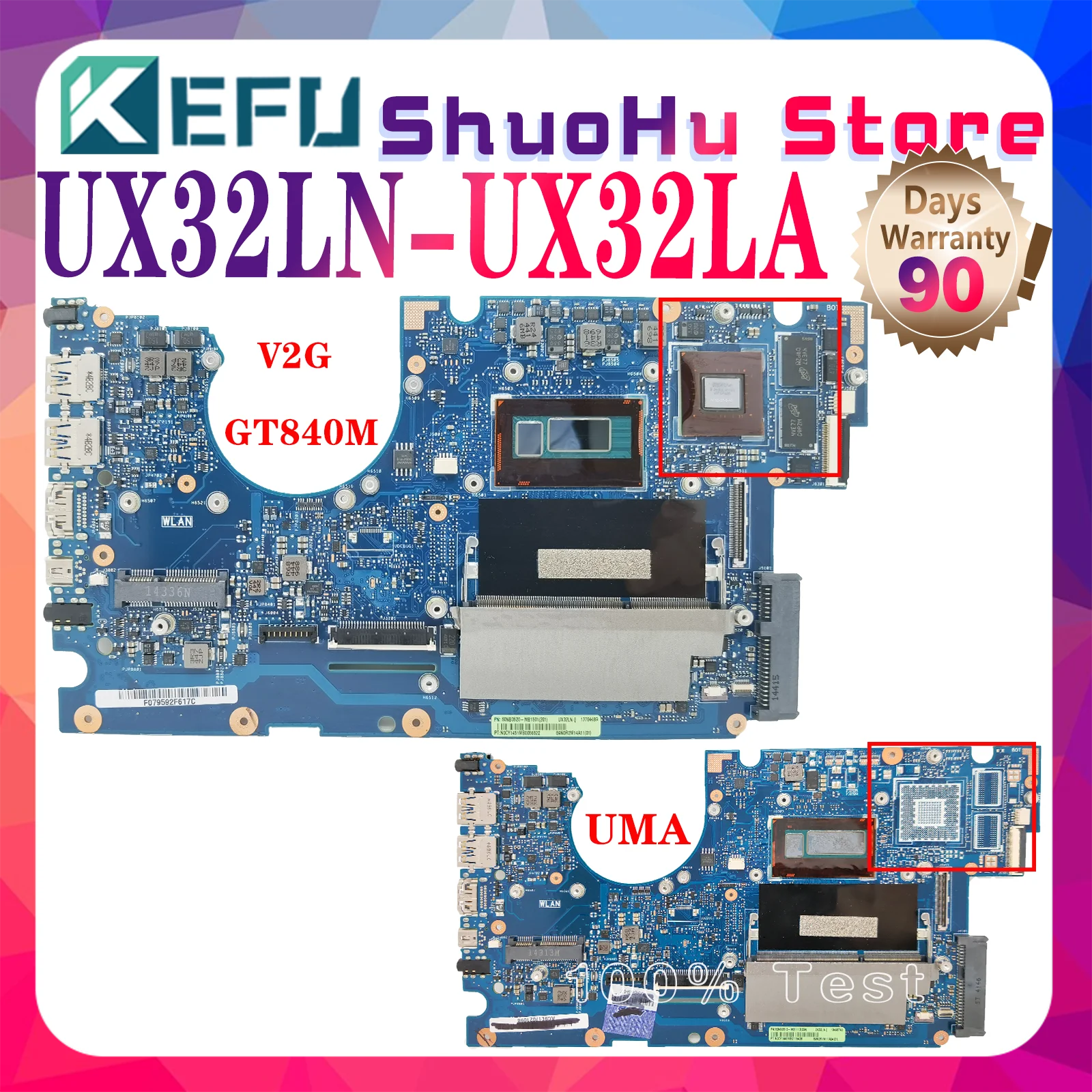 

KEFU UX32LN Mainboard For ASUS Zenbook UX32L UX32LA Laptop Motherboard I7-4500U I5-4200U I3-4005U 4GB-RAM GT840M100% Test Work