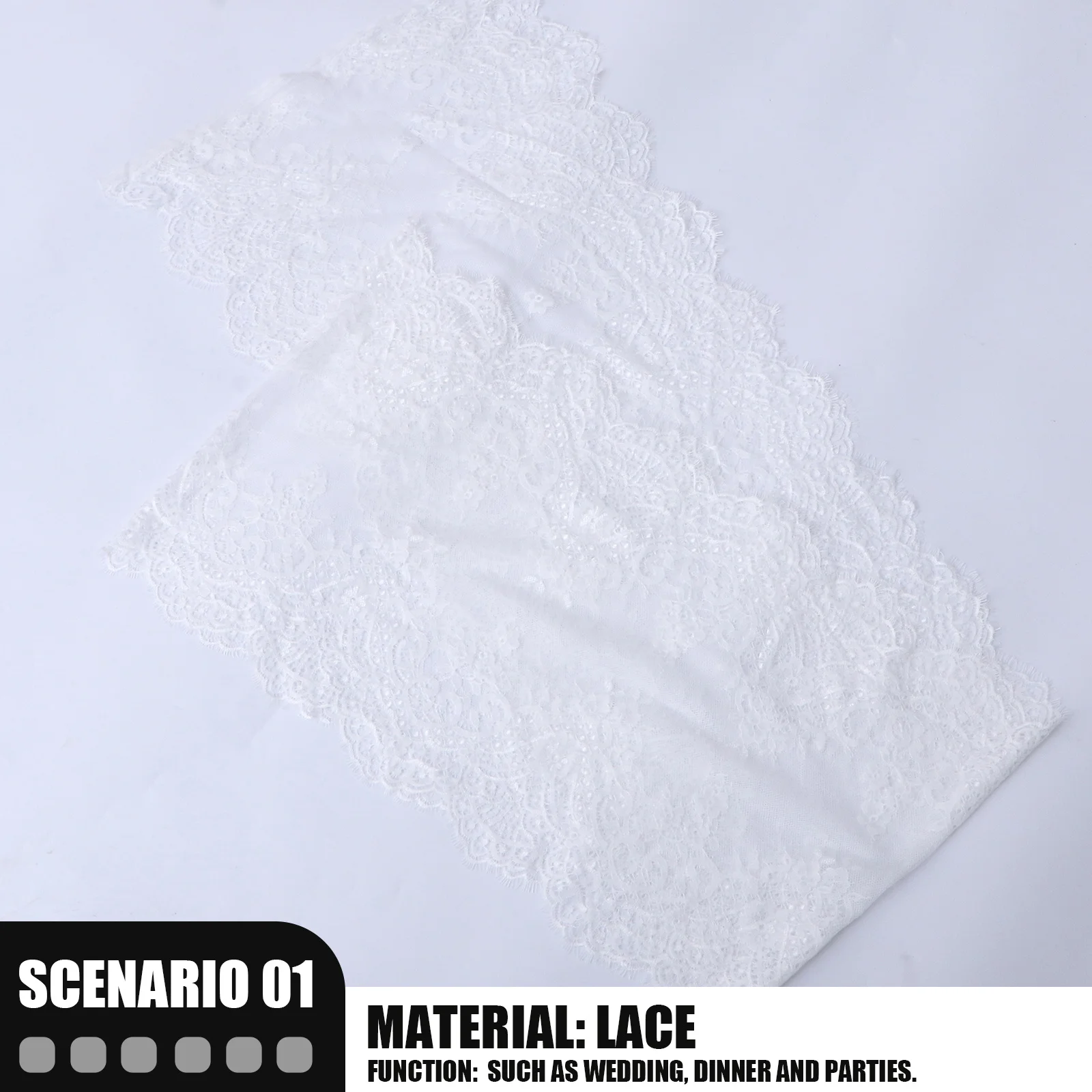 

1Pcs White Lace Tablecloth Embroidered Table Runner for Wedding Party Decor Vintage Style Dining Table Cover Lace Tablecloth