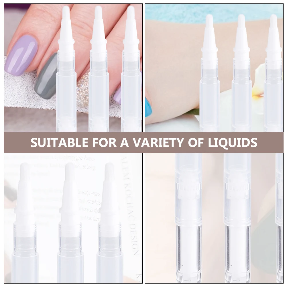 6Pcs Eyelash Growth Liquid Empty Pens Brush Tip Plastic Tubes Containers for Nail Oil Lip Gloss Essential Oil Travel