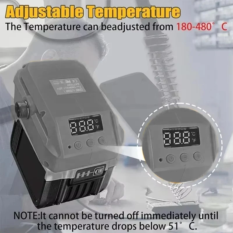 

60W Electric Soldering Iron Welding Tool For Dewalt 20V Li-ion Battery Fast Heating Digital Display Wireless Soldering Station