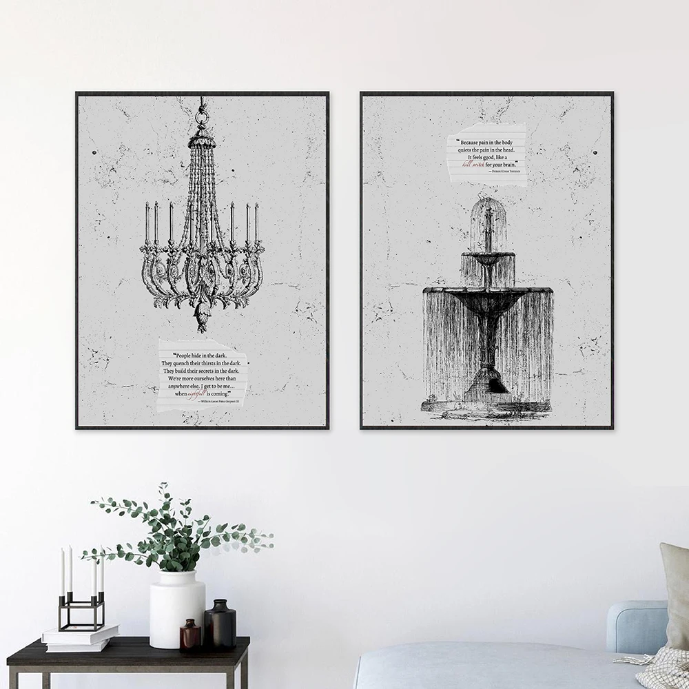 Affiche de la Série Nuit de la Fontaine Damon, Torrance, Kill Switch, Citation Imprimée, Lustre, Will Grayson, Nightfall, Peinture sur Toile