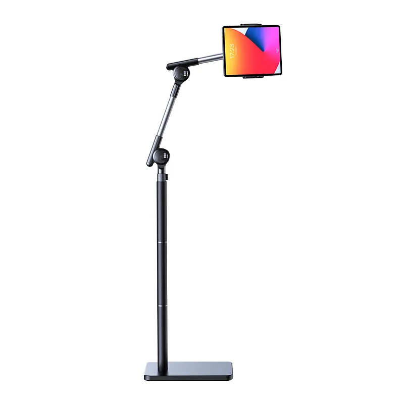 ‌Adjustable Height Floor Stand for Tablet Phone, Hands-Free Holder, Live Streaming Overhead Mount Bluetooth Remote Control