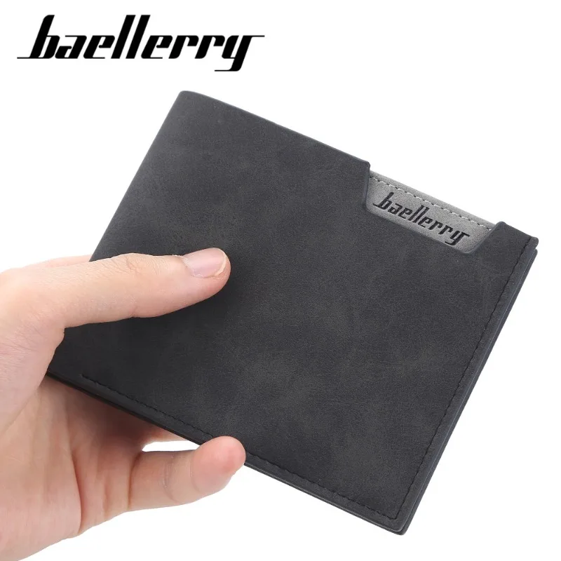 Baellerry Men's Matte Retro Short Wallet Multifunctional Large Capacity Multi Card Slot Simple Design for Men
