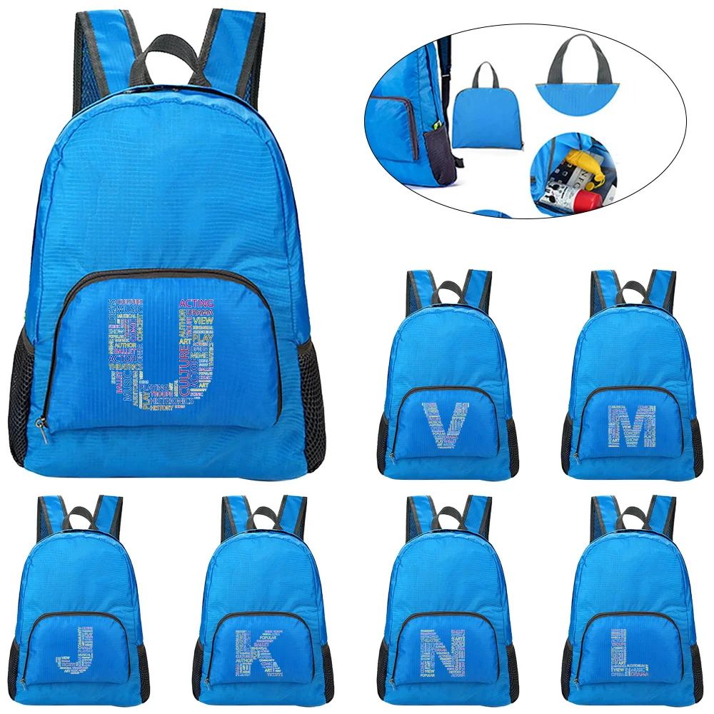 

Portable Folding Backpack New Text Letter Pattern Printing Folding Hiking Bag Ultra-light Outdoor Cycling Travel Backpack