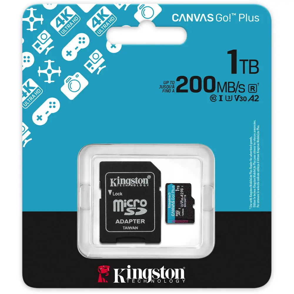 Kingston Canvas Go Plus 1TB UHS-I microSDXC Card with SD Adapter 64GB 128GB 256GB 512GB 1TB Memory Card Android Smartphone