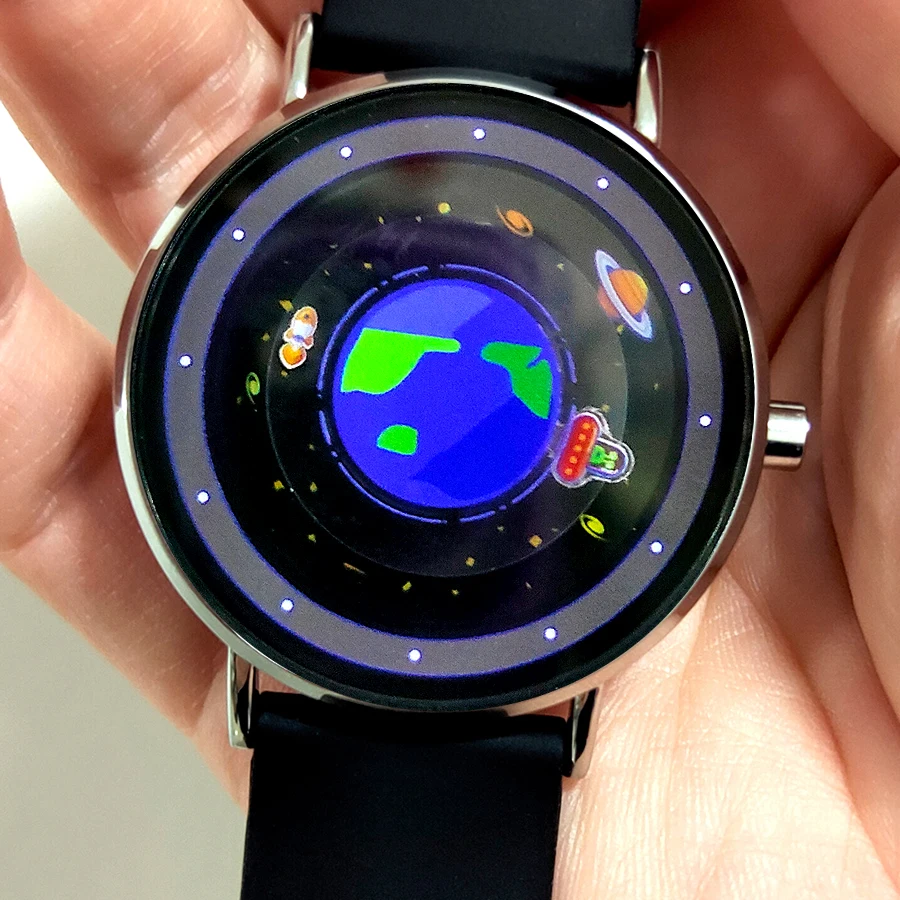 Quartz Watch Creative Content Watches UFO Design Rocket Around Earth Watch with Silicone Strap