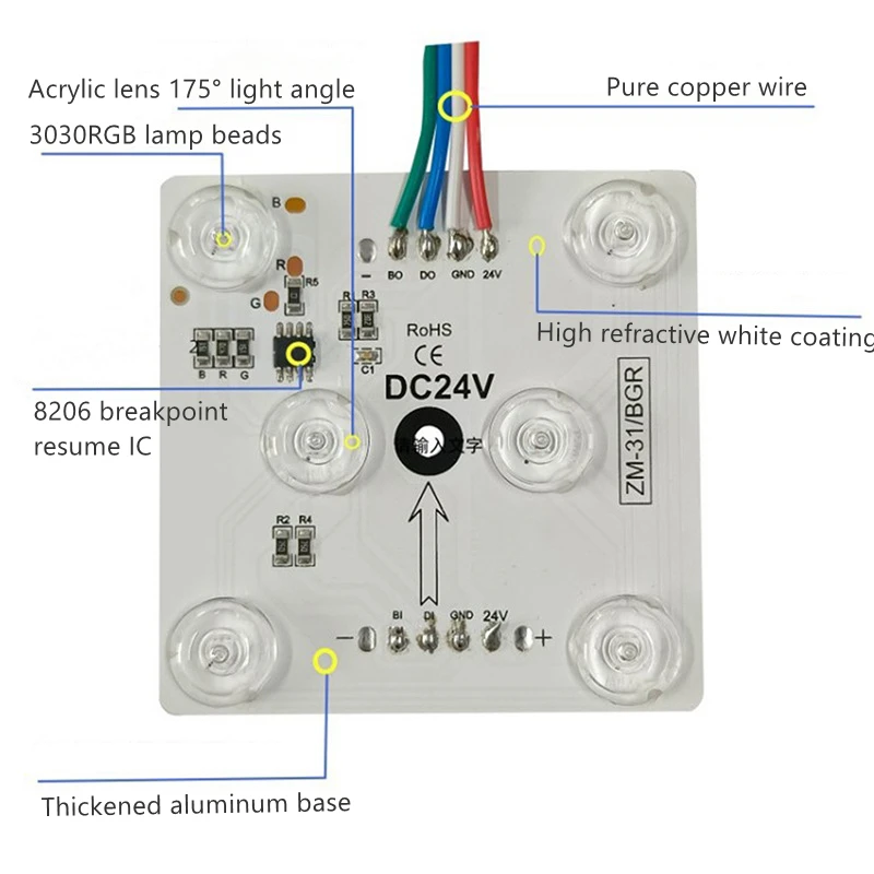 20pcs WS2818B RGB LED Modules Light DC24V 6LEDS SMD3030 Full Color Programmable Pixel Lamp Advertising Letter Sign Backlight