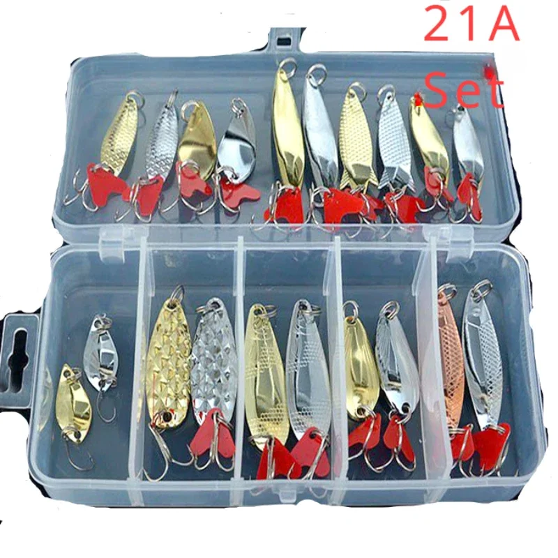 20 Pcs Lua Sequins Set Lua Bait Set Grey Golden Horse Mouth Warbler Long Casting Sequins Hard Lures Smooth Fishing Kit  Lures