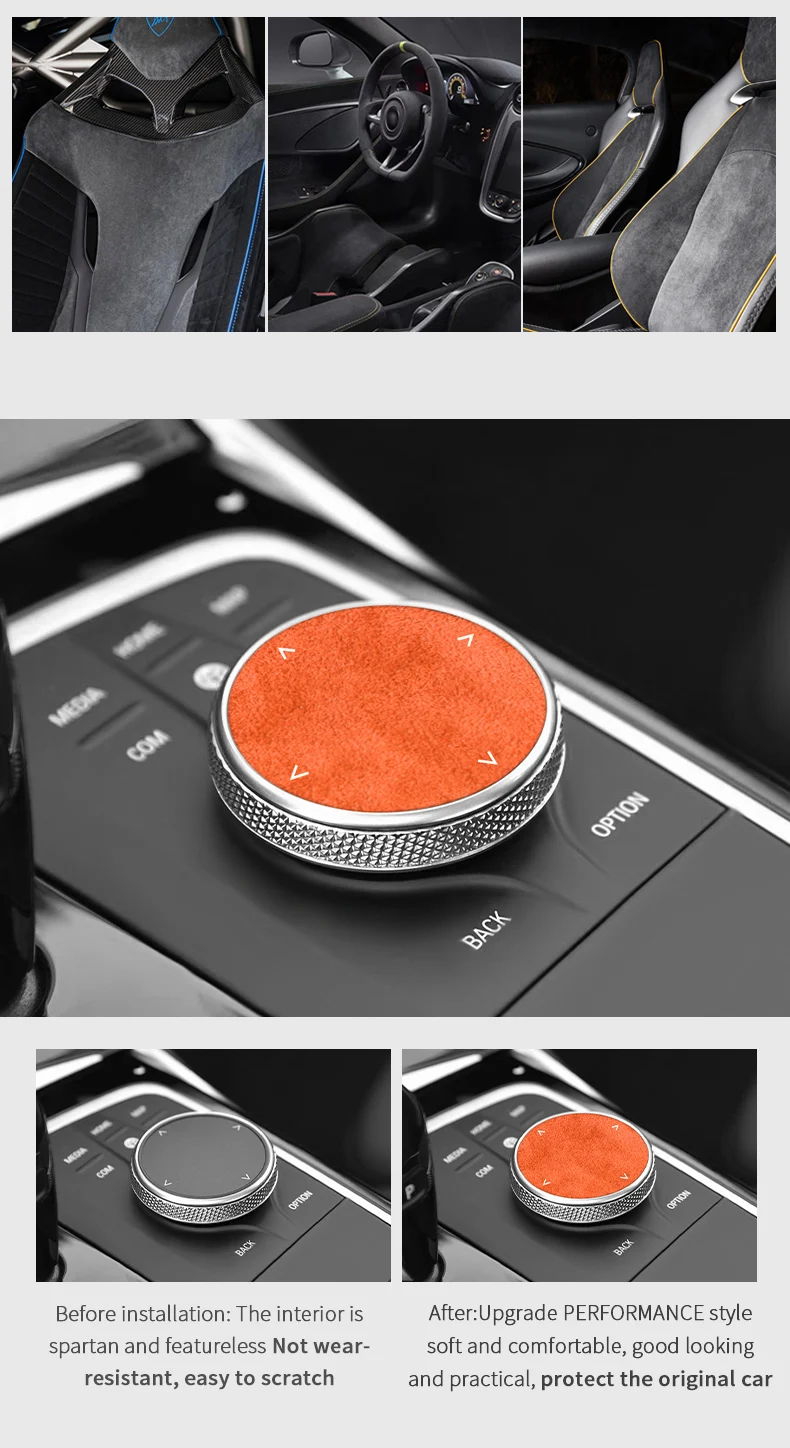 Für BMW G20 F10 F20 F30 F34 F31 F32 F36 1 2 7 Serie X3 X4 X5 X6 I3 IX3 Z4 aus Alcantara gefertigter Auto-Multimedia-Drehknopf-Zierstick – Detail 3
