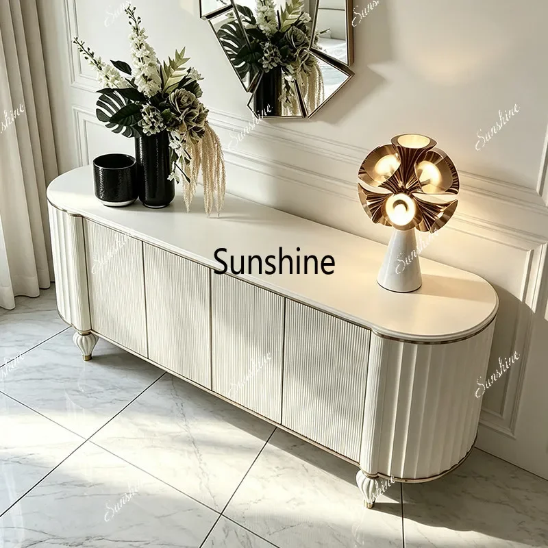 French light luxury dining side cabinet villa living room three-dimensional engraving decorative cabinet T*