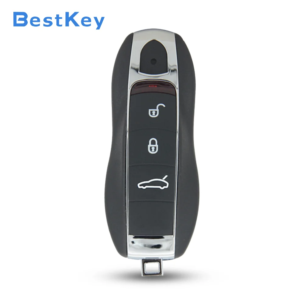 Best Key KR55WK50138 3 Button Panic Smart Fob Shell Replacement Case for Porsche 911 Boxster Cayenne Cayman Macan Panamera