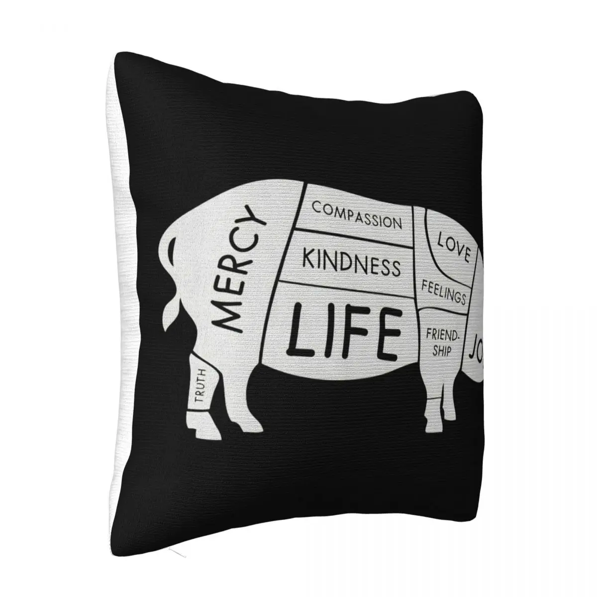 Happy Vegan Pig Swea Veggie Animal Rights Protest Alf Compassion Women Men Pillow Case