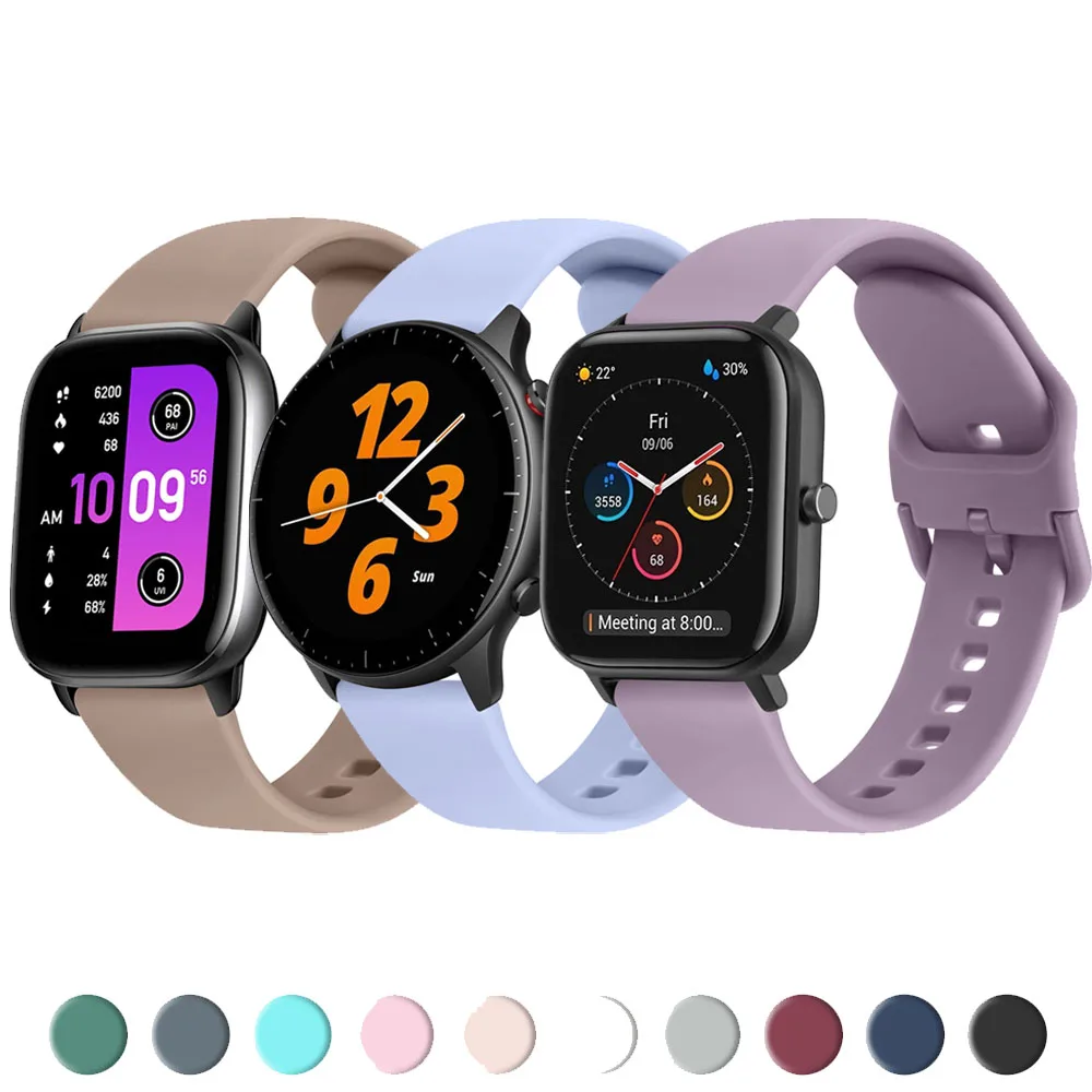 20mm Silicone Strap for Amazfit GTS 4 2 Mini/GTS 3 /GTS 2e Bands for Amazfit Bip 3 Pro/Bip U Pro/Bip Lite/Bip S Lite Watchband